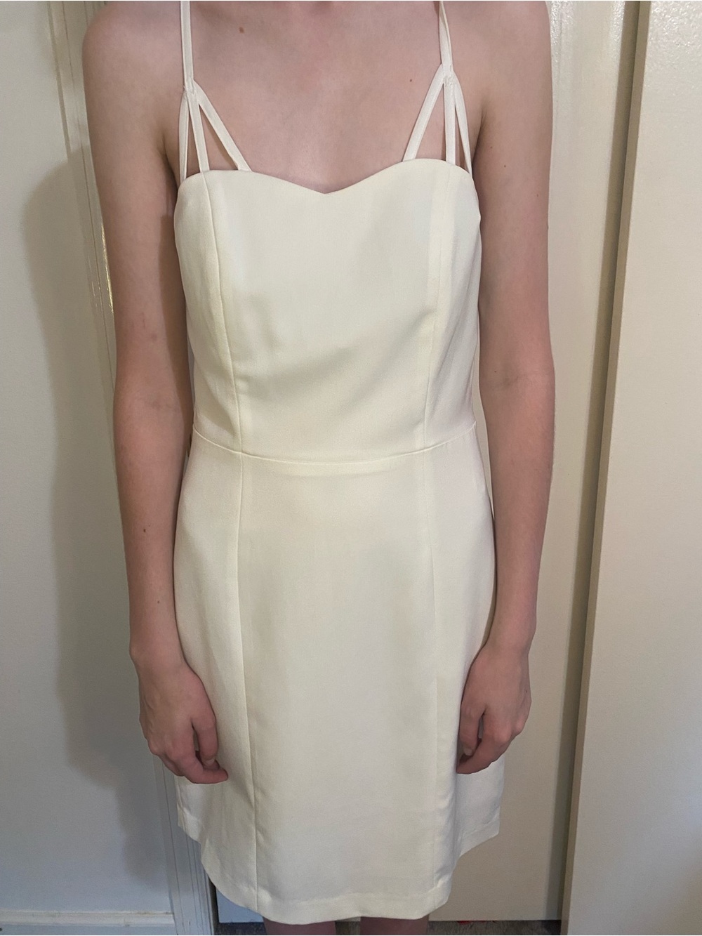 C. Luce White Double-Strap Sweetheart Mini Dress size small
